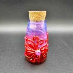 Lyric Glass Jar, purple and red glass storage jar with a cork lid