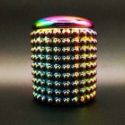Spectrum dotted ceramic stash jar in rainbow iridescent finish