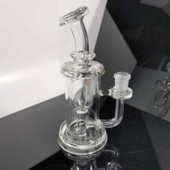 Leisure Incycler, clear glass incycler dab rig, 9-inch tall, front view