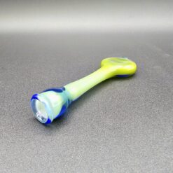 Goathouse Fume chillum pipe in blue and yellow glass
