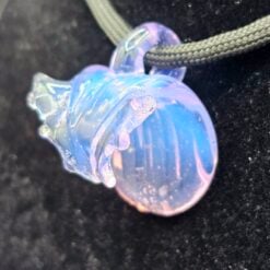 Black Sand Wave glass pendant in iridescent white swirl