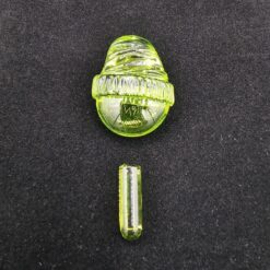 Junkie Glass Absinthe Pendant, green glass pendant with ribbed texture