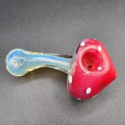 5-inch Fumed Stem Mushroom hand pipe in pink with white spotted cap