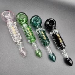 Million Glass Premium Coiled Hand Pipe shown in three colors together
