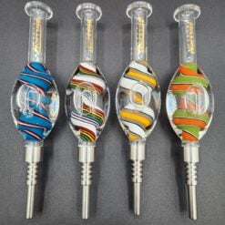 Million Glass Premium Solid Swirl Nectar Collector shown in four colors together