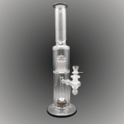 Hedman Headies Shower/Tree Tube, clear glass straight tube with showerhead-to-tree perc, front view