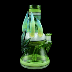 Blossom dab rig in green, angled view with a carved leaf accent