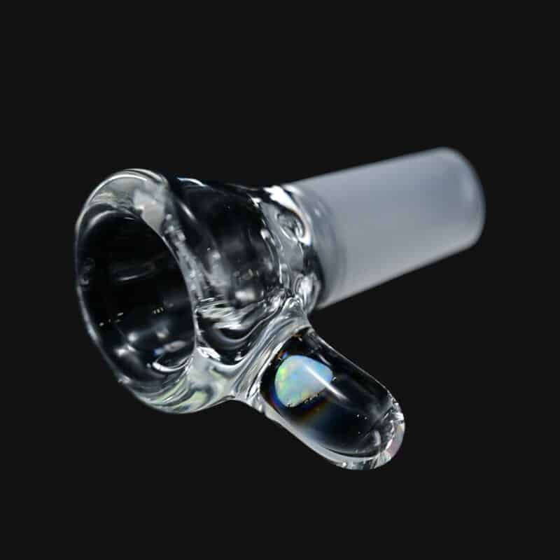 Clear glass bowl slide with opal accent