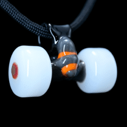 Burning Bush Small Trucks glass pendant in white with orange and purple accents