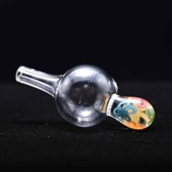 Charisma spinner carb cap, Clear number 2, with a teal and pink marble handle