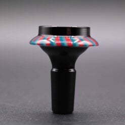 Color Stripe UFO 14mm herb slide bowl piece in blue and red