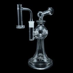 Crooks Clear 10-inch Curve bong, front view with banger hanger arm