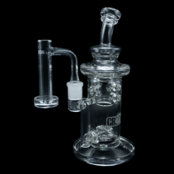 Crooks Clear 12-inch Moon Crater bong, front view with banger hanger arm