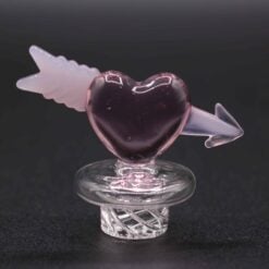 Cupid's Heart spinner carb cap in purple glass with wings