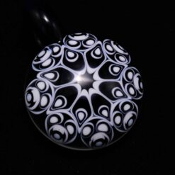 R.L. Dots pendant in black and white, front view of the dot pattern