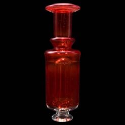 Kadabra Pivot Bubbler - Neo/Phoenix/Purple Rainbow, red glass bubbler attachment, full view