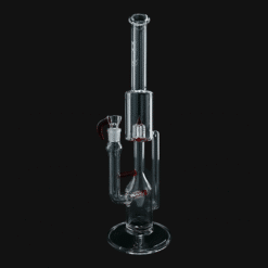 FS Hornet recycler bong in Pomegranate, side view with red glass accents