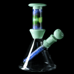 Fogz Glass wig wag beaker bong in green, angled view
