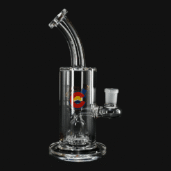 Glass Lab 303 8-inch Compact Scientific Percolator Rig - Showerhead, clear glass dab rig with banger attached