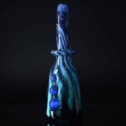 Goblin King black, purple and blue glass chillum with marble accents, standing upright