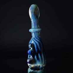 Goblin King blue glass chillum with swirling color work and marble accents