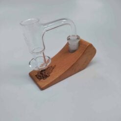Campfire Quartz XL barrel slurper banger on a wood stand