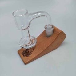 Campfire Quartz Blurper hybrid banger on a wood stand