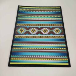 Moodmats Blanket in blue and brown, southwestern-pattern blanket