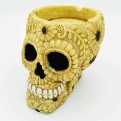 Sugar Skull ceramic ashtray in cream