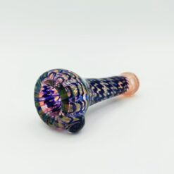 JeffNorkunas WrapN'Rake chillum pipe in blue and purple worked glass