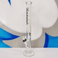 Illadelph Straight Tube 7mm Tall, clear glass straight tube with a blue swirl accent band