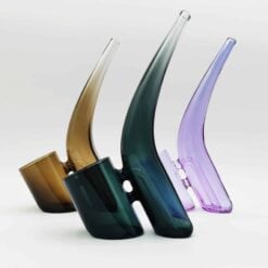 Puffco Proxy bubbler glass attachments in amber, teal and purple