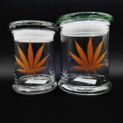 Pulsar pop top stash jars with a gold leaf graphic, set of two
