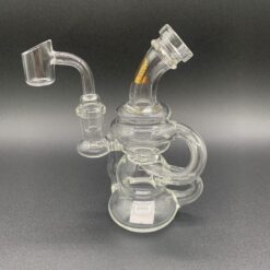 Illuminati Glass 6-inch recycler dab rig in clear, with banger attached