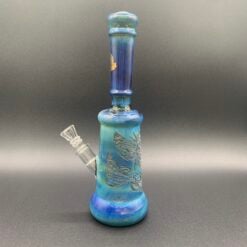 Illuminati Glass 10.5-inch dab rig in etched blue, front view