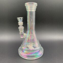 New Amsterdam 8-inch beaker bong in iridescent chrome glass
