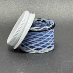 Empty1 Glass jar in the Retti blue swirl design, with lid
