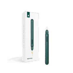 Puffco Hot Knife heated loading tool in Pine green, shown with its retail box