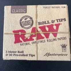 RAW Roll and Tips Masterpiece, 3-meter roll bundled with pre-rolled tips
