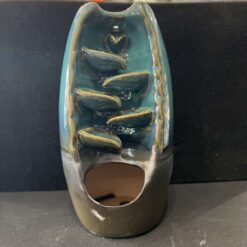 Backflow Magic incense burner in dark ceramic glaze