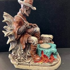 Skeleton Cowboy figurine cone and tealight holder in tan