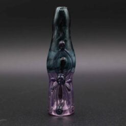 Lyric Small Chillum - Blue & Purple, teal and purple glass chillum, front view