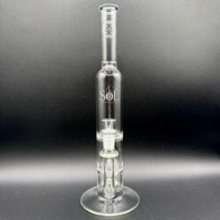 SOL 50mm Lace Sphere Regular Clear bong, front view with SOL logo