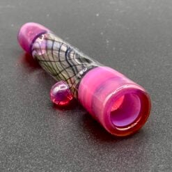 Deshields Reti chillum pipe in pink and purple worked glass with marble accents