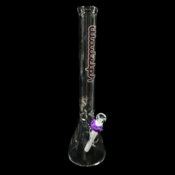 Illadelph 7mm Medium Beakers in purple, clear glass beaker bong, front view
