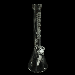 Illadelph 7mm Short Beakers in gray, clear glass beaker bong, front view