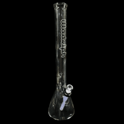 Illadelph 7mm Tall Beaker in black, clear glass beaker bong, front view