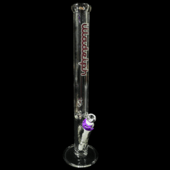 Illadelph 9mm Tall Straight Tubes in purple, clear glass straight tube, front view
