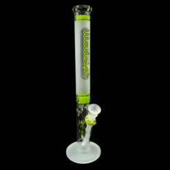 Illadelph Frosted Tall Straight Tube - Lime Green, milky white tube with a green band, front view