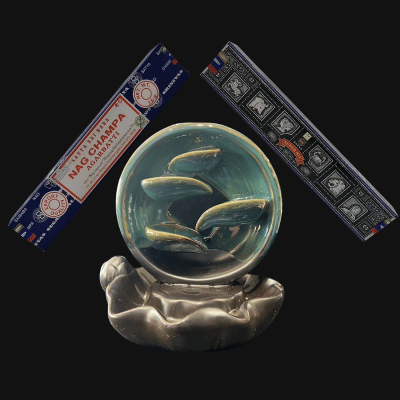 Nag Champa incense packs with crystal ball incense holder